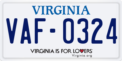 VA license plate VAF0324