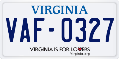 VA license plate VAF0327