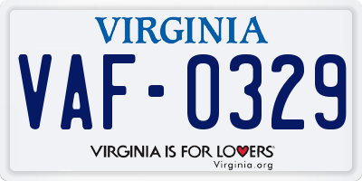 VA license plate VAF0329