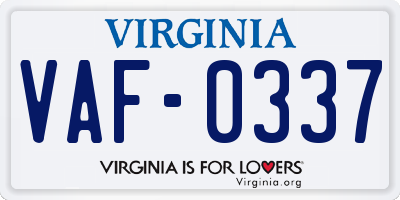 VA license plate VAF0337