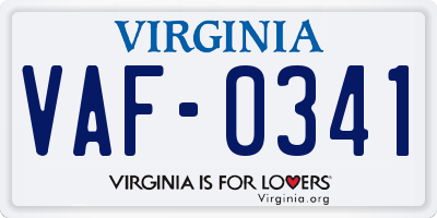 VA license plate VAF0341