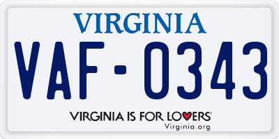 VA license plate VAF0343