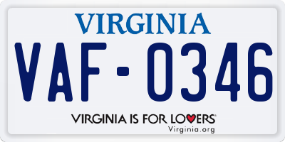 VA license plate VAF0346