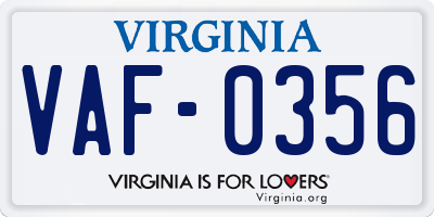VA license plate VAF0356