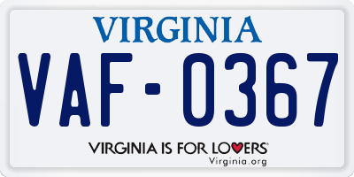 VA license plate VAF0367