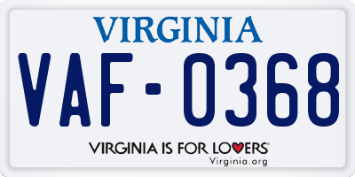 VA license plate VAF0368