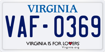 VA license plate VAF0369