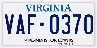 VA license plate VAF0370