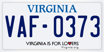 VA license plate VAF0373