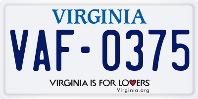 VA license plate VAF0375