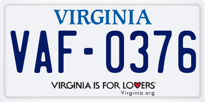 VA license plate VAF0376