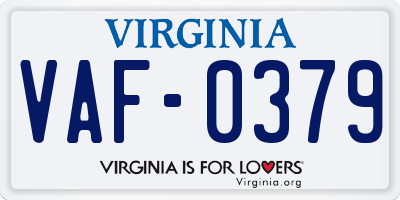 VA license plate VAF0379