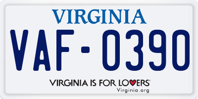 VA license plate VAF0390