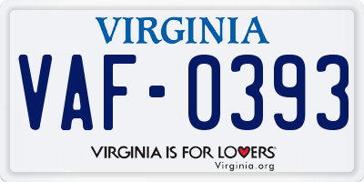 VA license plate VAF0393