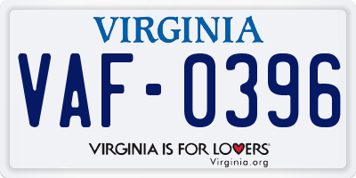 VA license plate VAF0396