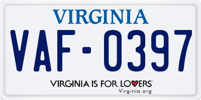 VA license plate VAF0397