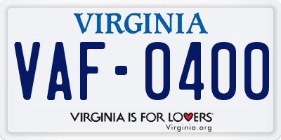 VA license plate VAF0400