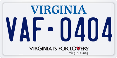VA license plate VAF0404