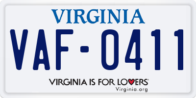 VA license plate VAF0411