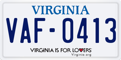 VA license plate VAF0413