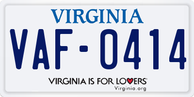 VA license plate VAF0414