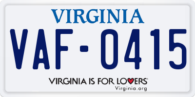VA license plate VAF0415