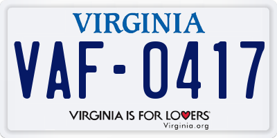 VA license plate VAF0417