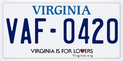 VA license plate VAF0420