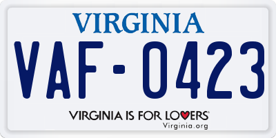 VA license plate VAF0423
