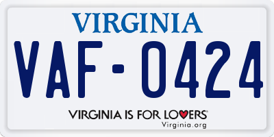 VA license plate VAF0424