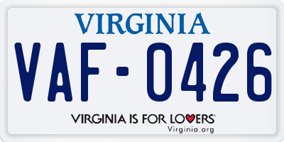 VA license plate VAF0426