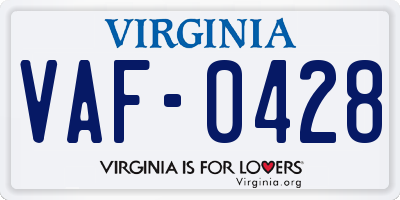 VA license plate VAF0428