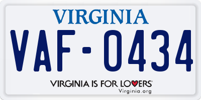 VA license plate VAF0434