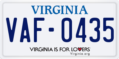 VA license plate VAF0435