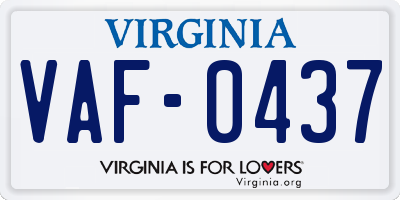 VA license plate VAF0437