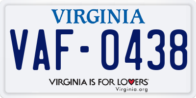 VA license plate VAF0438