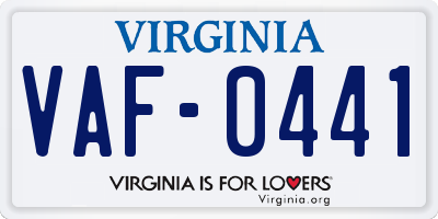 VA license plate VAF0441