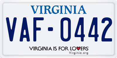 VA license plate VAF0442