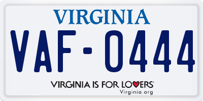 VA license plate VAF0444