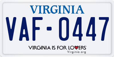 VA license plate VAF0447