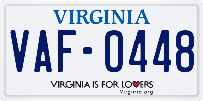 VA license plate VAF0448