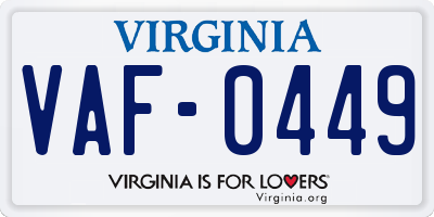 VA license plate VAF0449