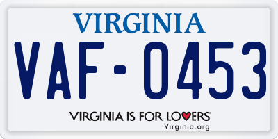 VA license plate VAF0453