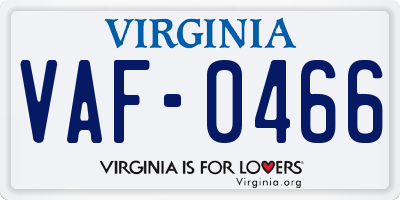 VA license plate VAF0466