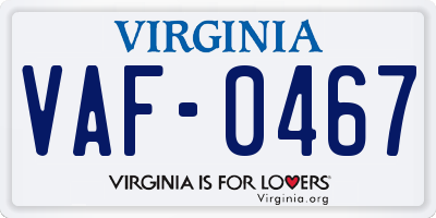 VA license plate VAF0467
