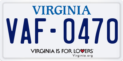 VA license plate VAF0470