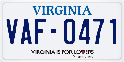 VA license plate VAF0471