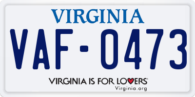 VA license plate VAF0473