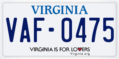 VA license plate VAF0475