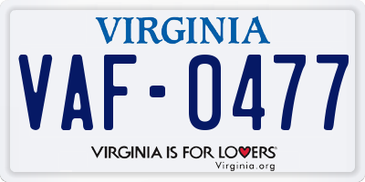 VA license plate VAF0477